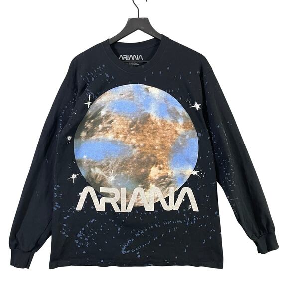 Ariana 1993 Long Sleeve T-Shirt Black Graphic Earth Print Size L - Picture 2 of 8